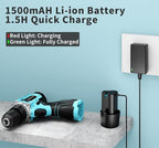 GardenJoy Cordless Power Drill Set: 12V Electric Drill with Battery and Charger, 65pcs Acessories, 3/8"Keyless Chuck, 2 Variable Speed, 24+1 Position, Compact Drill Driver Kit for Home & DIY Project