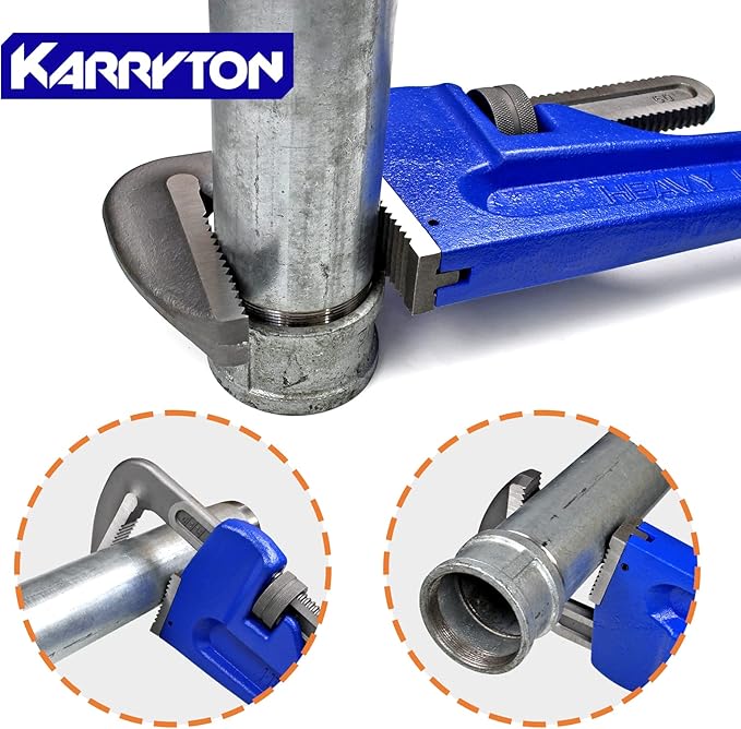 60 Inch Pipe Wrench, Cr-Mo Jaw Opening 9"/228mm Adjustable Heavy Duty Cast Iron Straight Handle Plumbing Wrench, Perfect Plumbers Tool for Oil Field, Plumbing, Construction and Mechanics