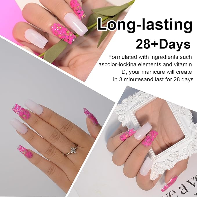 1 Oz Glitter Purple Nail Dip Powder, Odor-Free and Long-Lasting, No Needed Nail Lamp Curing, Dipping Powder French Nail Art Starter Manicure