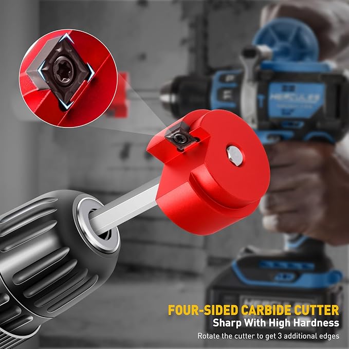 5Pcs PVC Pipe Reamer Kit With 3/4inch, 1inch,1-1/2inch, 2inch, 3inch Head Aluminum, PVC Fitting Saver Socket Saver For SCH40 PVC pipe, Fit for Standard 1/2" Drill