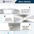 (10 Pack) 14 Inch Diamond Concrete Blade Dry or Wet Cutting Saw Blades for Masonry Brick Block Concrete Stone(14"-10PCS)