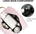 WANDF Travel Toiletry Bag for Men Large Toiletries Shaving Bag Water Resistant Hanging Dopp Kit Travel Accessories Bag for Women Men (Pink)