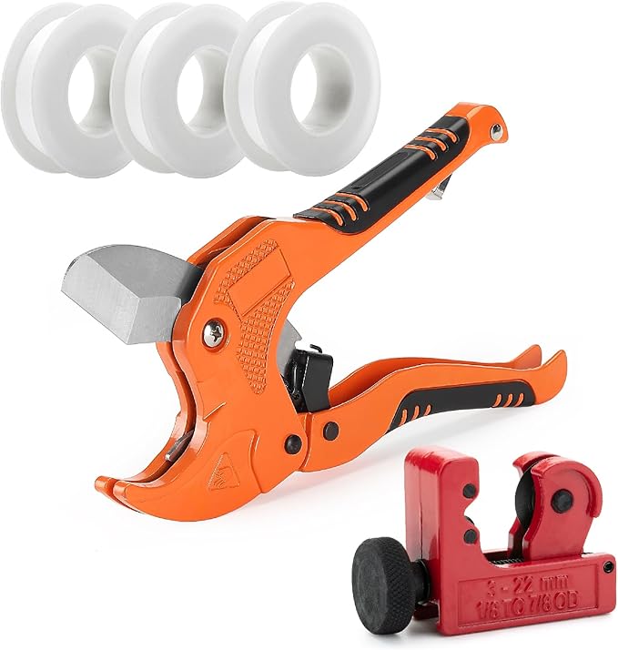 Bates- PVC Pipe Cutter, Cuts up to 1-1/4" Inch, Mini Tube Cutter 1/8" to 7/8", Ratcheting PVC Pipe Cutter Tool, Pipe Cutters PVC Pipe Shears, Plastic Pipe Cutter, PVC Cutter Tool, PVC Ratchet Cutter