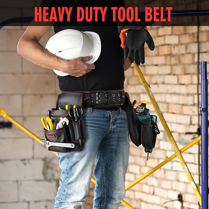Adjustable Tool Belt with Multi-Pocket Storage – Heavy Duty 1680D Fabric – Magnetic Waist Tool Organizer for Electricians, Carpenters, Construction Workers Men