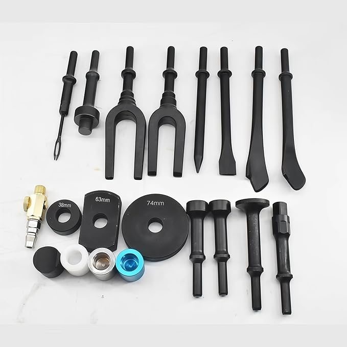 Air Hammer - 21PCS Air Chisels (Tapered Punches, Panel Cutter & Flat Chisel), 2500 BPM - for Car Repairs, Cutting Metal Sheets, Removing Wall Fixtures, Drilling Through Walls, Dismantling Nuts