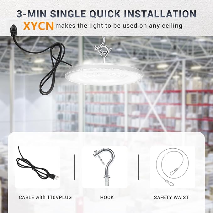 2 Pack 600W UFO Led High Bay Light,120VAC,5000K Daylight Commercial Bay Lighting,IP66 Waterproof,85050LM,2550W MH/HPS with Plug Area Lighting for Warehouse/Shop/Workshop/Barn/Gym/Factory