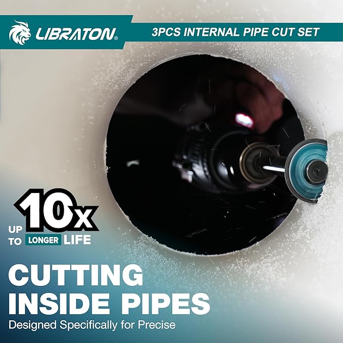 Libraton Inside Pipe Cutter for PVC Pipe, Internal Plastic Cutter Plumbing Tools Set with Deburring Tool, PVC Pipe Cutter Diamond Grit Cutting Wheel for Impact Drivers and Drills, PVC Cutter Tool