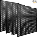 Pegboard Rack Garage Storage Steel Horizontal Peg Board Pack,Steel Pegboard Heavy Duty- 4 Pack 16-Inch X 16-Inch Metal Peg Board Tool Organization Panels(Black)