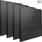 Pegboard Rack Garage Storage Steel Horizontal Peg Board Pack,Steel Pegboard Heavy Duty- 4 Pack 16-Inch X 16-Inch Metal Peg Board Tool Organization Panels(Black)