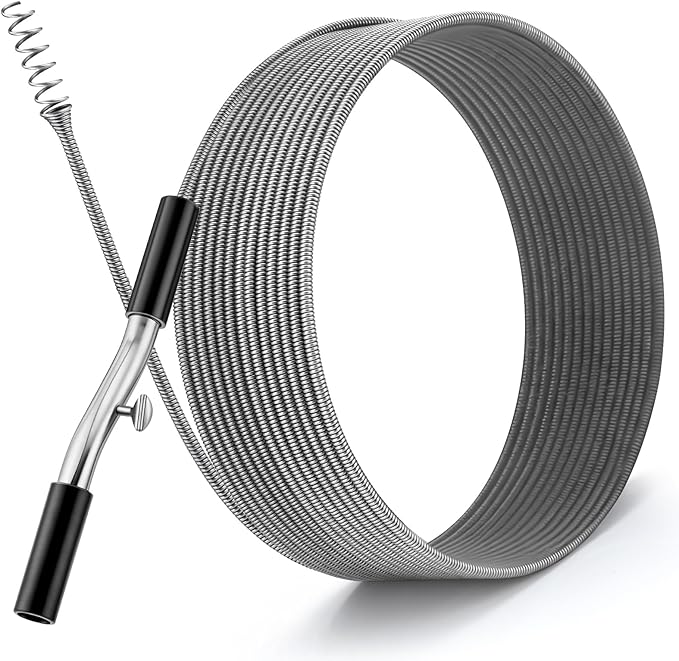 50 ft Drain Auger Plumbing Snake for Heavy Deep Blockages 1/4" Diameter Flexible Plumbing Cables Drain Snake for Kitchen Bathroom Shower Sink Cleaning Drainage Clogs