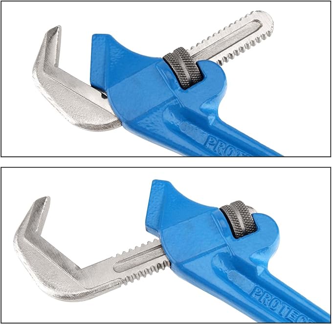 SEUNMUK 2 PCS 9-1/2 Inch Hex Offset Wrench, Offset Pipe Wrench Steel End Pipe Wrench Adjustable Plumbing Wrench Tools with Blue Handle