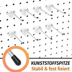 HUHOLE Pegboard Hooks 6 Inch 50PC, Ideal Garage Organization, Wall Storage Tool Organizer, Fit 1/4" 1/8" Peg Board with Plastic Tip (Silver, 6 Inch)