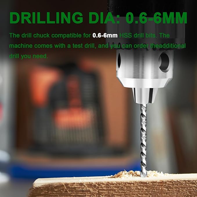 Mini Bench Drill Press, LAKIX Small Benchtop Drill Press High Precison, Low Noise, Compact Size Desktop Drilling Machine, 7-Speed B10 Chuck for Handicraft, DIY Jewelry Making, Metal Wood Working