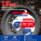 7-1/4" Circular Saw Blade, TCT Metal Cutting Saw Blades with 60T & 5/8" Arbor, Professional for Iron Steel Aluminum Stainless Steel Ferrous Metals