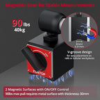 0-1inch/0.0005inch Dial Digital Indicator and 90lbs (40kg) Magnetic Base Magnetic Electronic Indicator with 3 Adjustable Joints 5/16 inch (8mm) Clamping Diameter for Lathe CNC 3D Printer