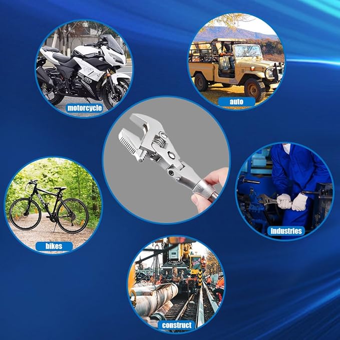 Flex Head Adjustable Wrench, 10-12.4 inch Flexible Retractable Ratchet Crescent Wrench, 180° Rotable for Use in Tight Spaces, Pipe Repair