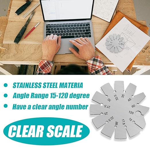 2 Pcs Stainless Steel Bevel Angle Gauge, Ax Angle Gauge, Measure 15-120 Degree for Measuring Knife Angle