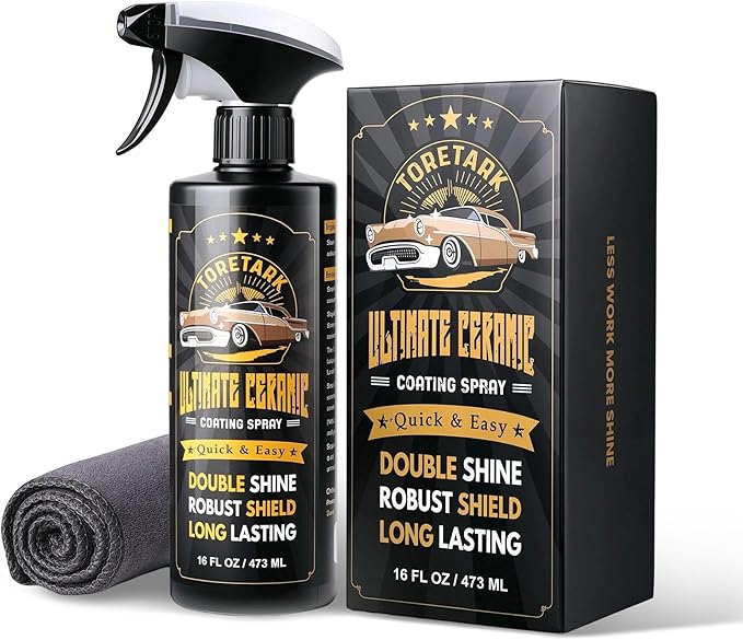 Real Ceramic Coating for Cars Polish (16 Fl Oz), Unmatched Shine Nano Car Wax Coating Spray, No Pungent Smell, Quick Detailer Spray Wax, Lasts 50+ Washes Car Paint Sealant with Microfiber Towel