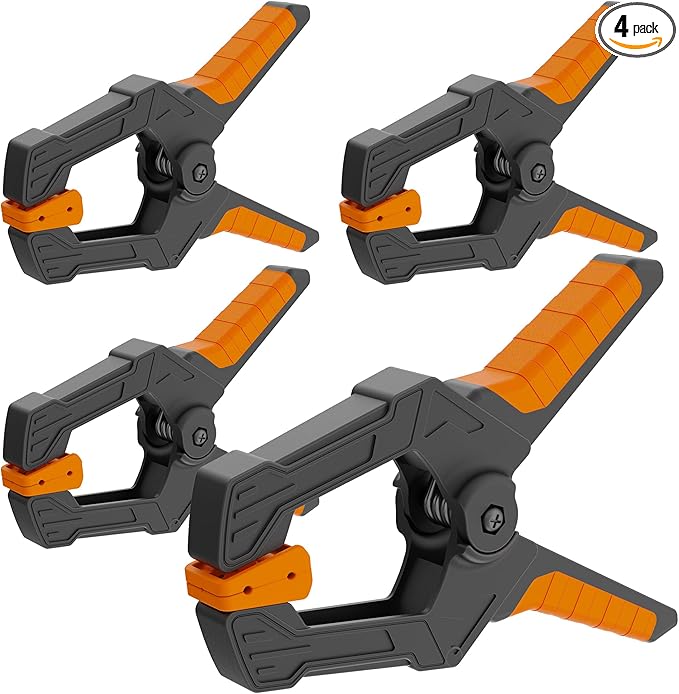 AMARTISAN 6 inch Spring Clamps Heavy Duty, 4-Pack Large Clamps for Woodworking Work, Fixing Backgrounds, and Photography DIY, Among Others. 3.35 Inch Mouth Opening.