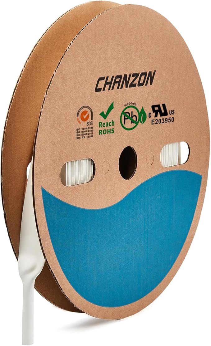 Chanzon White 18mm Heat Shrink Tubing - 80Ft Roll, 45/64" 2:1 Ratio Polyolefin Sleeving Wrap 1pcs