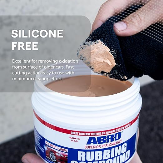 ABRO Superior Performance Rubbing Compound, 10 oz., Buffing Compound for Oxidized Finishes, Smooth, Reflect, Clean