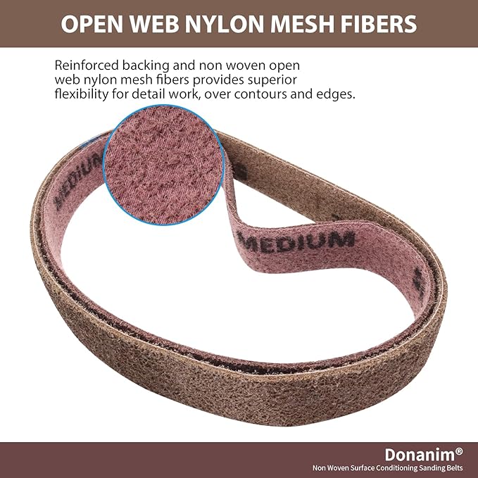 1-1/2 x 30" Non Woven Surface Conditioning Sanding Belts for Pipe Tube Polisher Sander, 1 Each of 150 240 Grit Nylon Brushed Sander Paper for Pipe Belt Sander, 1.5 x 30" Sand Belts for Metal, 2 Pack