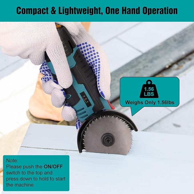 Cordless Angle Grinder Set, 12V 3inch Mini Electric Angle Grinding Tool with 2Pcs 1100mAh Batteries and 7-Cutting Discs, 19000RPM Electric Grinding Tool Handheld Cutter for Metal Wood