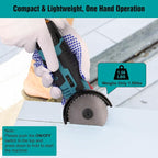 Cordless Angle Grinder Set, 12V 3inch Mini Electric Angle Grinding Tool with 2Pcs 1100mAh Batteries and 7-Cutting Discs, 19000RPM Electric Grinding Tool Handheld Cutter for Metal Wood