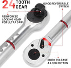 1 Inch Torque Wrench, 24 Tooth Torque Wrench 1'' Drive 200-1000FT.LB/271-1356.7N.M with a Solid Storage Case