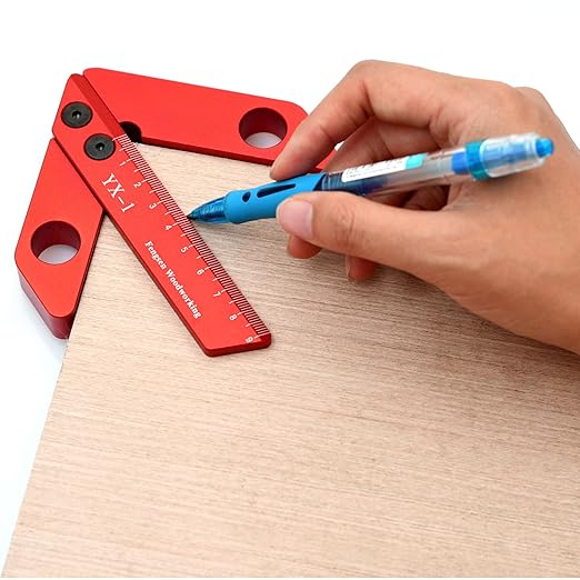 Center Measuring Tool, Center Finder, Line Gauge Center Finder, 45/90 Degree Right Angle Line Gauge Carpenter Ruler,Aluminum Alloy Woodworking Center Scribe Square Center Scribe 90mm(Small Size)