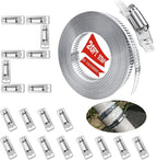 Hose Clamps 20FT Strap+20 Fasteners,DIY Cut-To-Fit 304 Stainless Steel Adjustable Large Worm Gear Band Clamp Assortment Kit,Metal Screw Fasteners and Strapping for Pipe,Duct,Pole,Tube