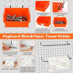 296 PCS Extra Thick Pegboard Hooks for 1/4" Peg Board Hanging Tools, Heavy Duty Metal Black Pegboard Accessories with Pegboard Bins and Peg Locks for Garage Organization