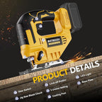 JigSaw Compatible With Dewalt 20v Max Battery, Cordless jig saw tool, LED Work Light,45° Beveled Cuts Variable Speed 2900RPM, 3 Orbital Action, with Jigsaw Blades for Curve Cutting (NOT Battery)