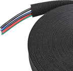 Heat Shrink Wire Loom 2:1 Shrinkable Braided Cable Sleeve 3/8 Inch ID-46ft Abrasion Protection Flexibility Fabric Wiring Harness Cover Sheath