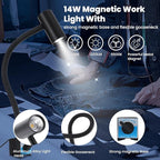 14W Magnetic Work Light, Magnetic Base LED Shop Lamp, Magnetic Task Lights for Lathe,Wood Lathe Tools,Drill Press,Bandsaw,Bench Grinder,Work Bench,Industrial Lighting