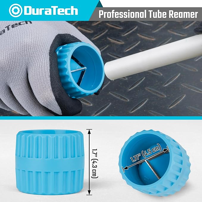 DURATECH 3-Piece Pipe Cutter Set, Tubing Cutter with Derubbing Tool, Mini Tube Cutter and Tube Reamer, Cutting Capacity 1/8" to 1-1/8", Perfect for Copper, Aluminum, Brass, and PVC Tube