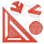 Beslands Aluminum 12-inch Rafter Square Carpenter Measuring Layout Tool Alloy Metal Triangle Ruler Imperial Protractor for Woodworking and Carpentry Red