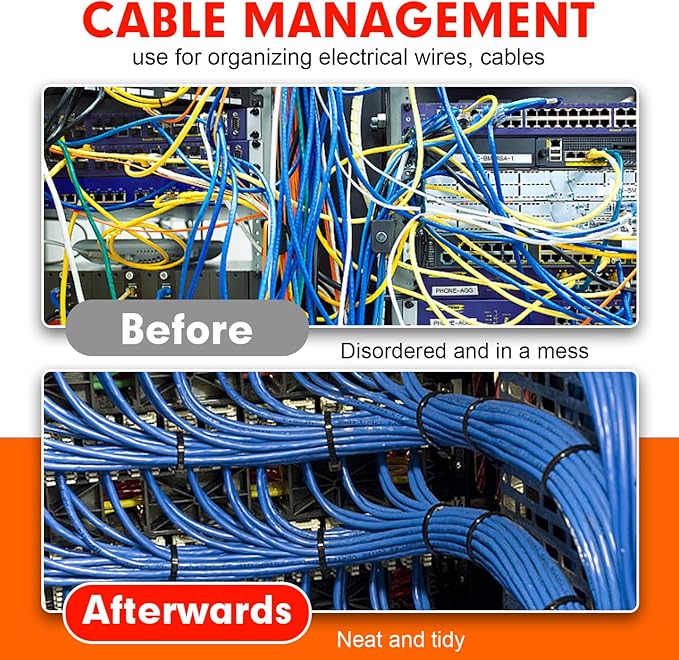 Zip Ties, RAZCC 1200pcs Black Cable Zip Ties 14 Inch, Heavy Duty Plastic Wire Ties with 50lb Tensile Strength, Self-Locking Black Nylon Tie Wraps for Indoor and Outdoor