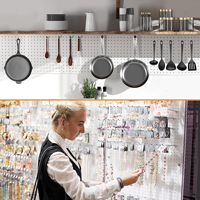 Pegboard Hook 50 Pcs, Sturdy L Shape Galvanized Metal Fit for 1/4 and 1/8 Pegboard, Organizer Kit for Garage Tool Storage