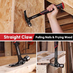ARROW 20 oz Straight Claw Hammer with Magnetic Nail Holder, Side Nail Puller, Rip Claw Hammer with Milled Face & Shock Absorbing Grip, Heavy Duty One-piece Forged Hammer