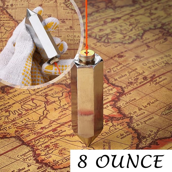1 Pcs Hexagon Steel Plumb Bob 790-8, 8 Ounce Brass Plumb Alloy Steel Building Measuring Hammer Wire Hammer Pendant Metal Building Accessories Crafting Wire Kit