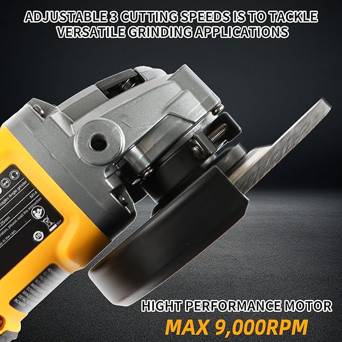 Cordless Angle Grinder, 4-1/2"-Inch Powerhouse. 9000RPM Brushless Motor. Compatible with Dewalt 20V Max Battery(No Battery). Comes with Pin Wrench. Perfect for Metal/Wood Polishing/Thin Steel Cutting