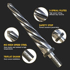 1" Bridge Construction Reamer, M2 HSS Taper Chucking Reamer Drill Bit with 5-Spiral Flutes Design for Steel, Alloy, Aluminum, Wood and Plastic