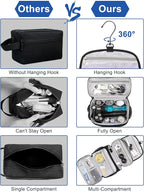 Relavel Toiletry Bag for Men, Hanging Toiletries Bag for Women Water Resistant Dopp Kit Shaving Bag, Travel Essentials Large Capacity Organizer Case for Toiletries Accessories, Black
