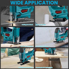 Cordless Jig Saw, 20V Electric Jigsaw with 2 Batteries and 35Pcs Cutting Blades, 3000 SPM Adjustable Speed, ±45° Bevel, Jigsaw Tool Kit for Straight, Curve, Bevel, Circle Cutting