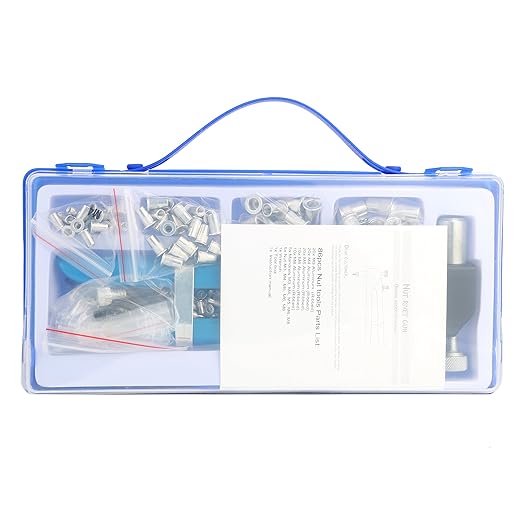 86pcs Heavy Duty Blind Rivet Nut Kit Set, Riveter Tool, Rivet Nut Gun, Thread Hand Riveter, Rivet Gun Threaded Insert Tool, Riveting Tools with 80PCS Metric Rivet Nuts Assortment M3 M4 M5 M6 M8