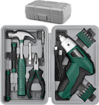 Hi-Spec 19pc 3.6V Green USB Small Power Screwdriver & Home DIY Tool Kit Set. Cordless & Rechargeable Electric Screwdriver and Compact Hand Tool Box Set