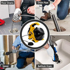 PIONEERWORKS Drain Cleaner Machine 30Ft x 3/10In, Auto-feed Electric Drain Auger for 3/4In - 2In Pipes, Cable in Piano Wire, with Foot Switch, Sewer Snake for Sinks, Toilets, and Floor Drains - DA05