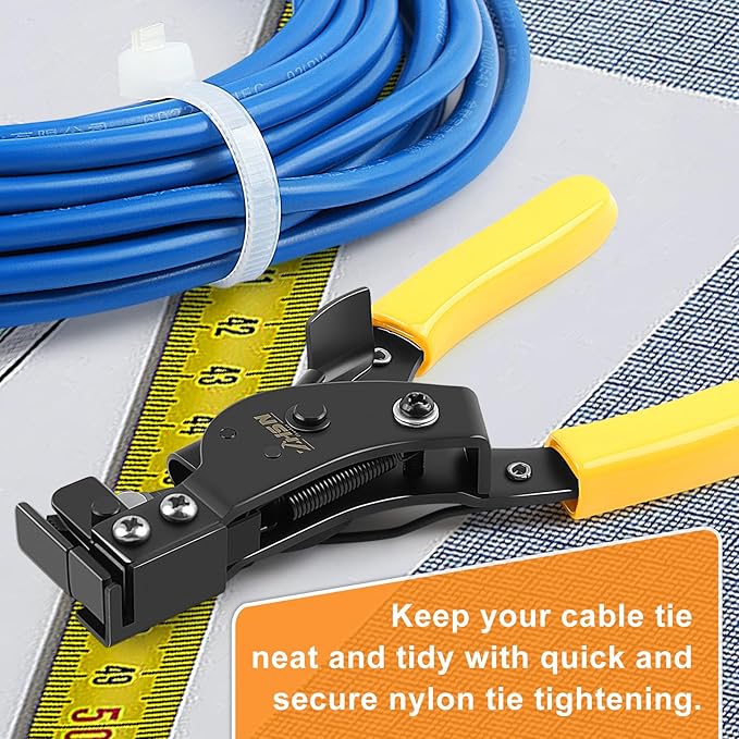 Zhushan Nylon Cable Tie Bundling Tool, 2-in-1 Zip Tie Plier and Cutter Tool with Adjustable Tension, Fastening and Cutting for 2.4-12mm Ties