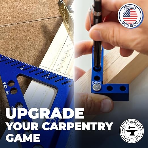 Woodworking Precision Bundle - Small Square Center Finder & Small Carpenters Square Work Tool - Accurate Line Transfers, Precision Marking, and Pocket-Sized Convenience - Made in USA